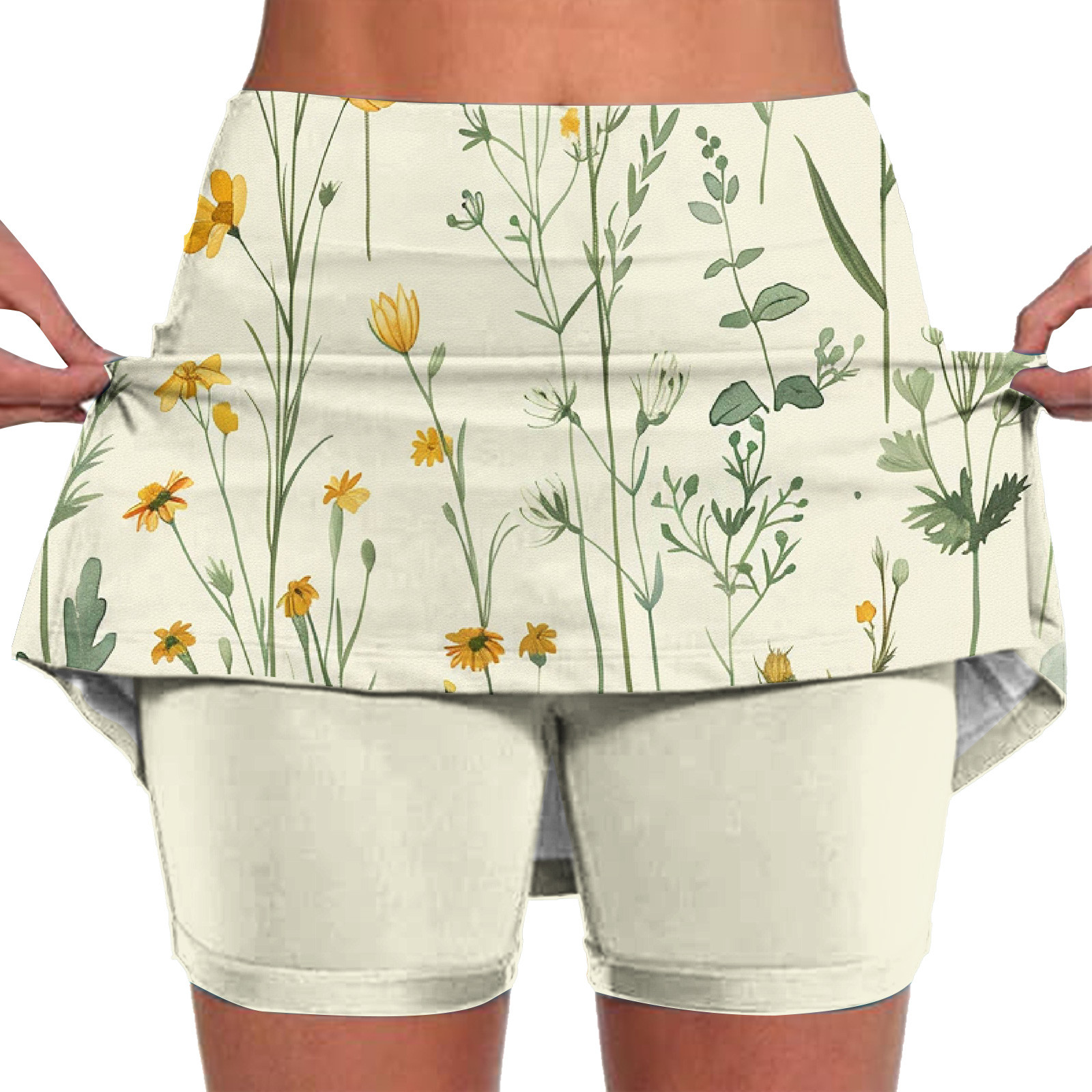 Jacenvly New Skorts for Ladies Fashion Women's Color Mid-Waist Skirt Pants Sports Shorts Bottoming Skirt Pants Comfortable Multicolor